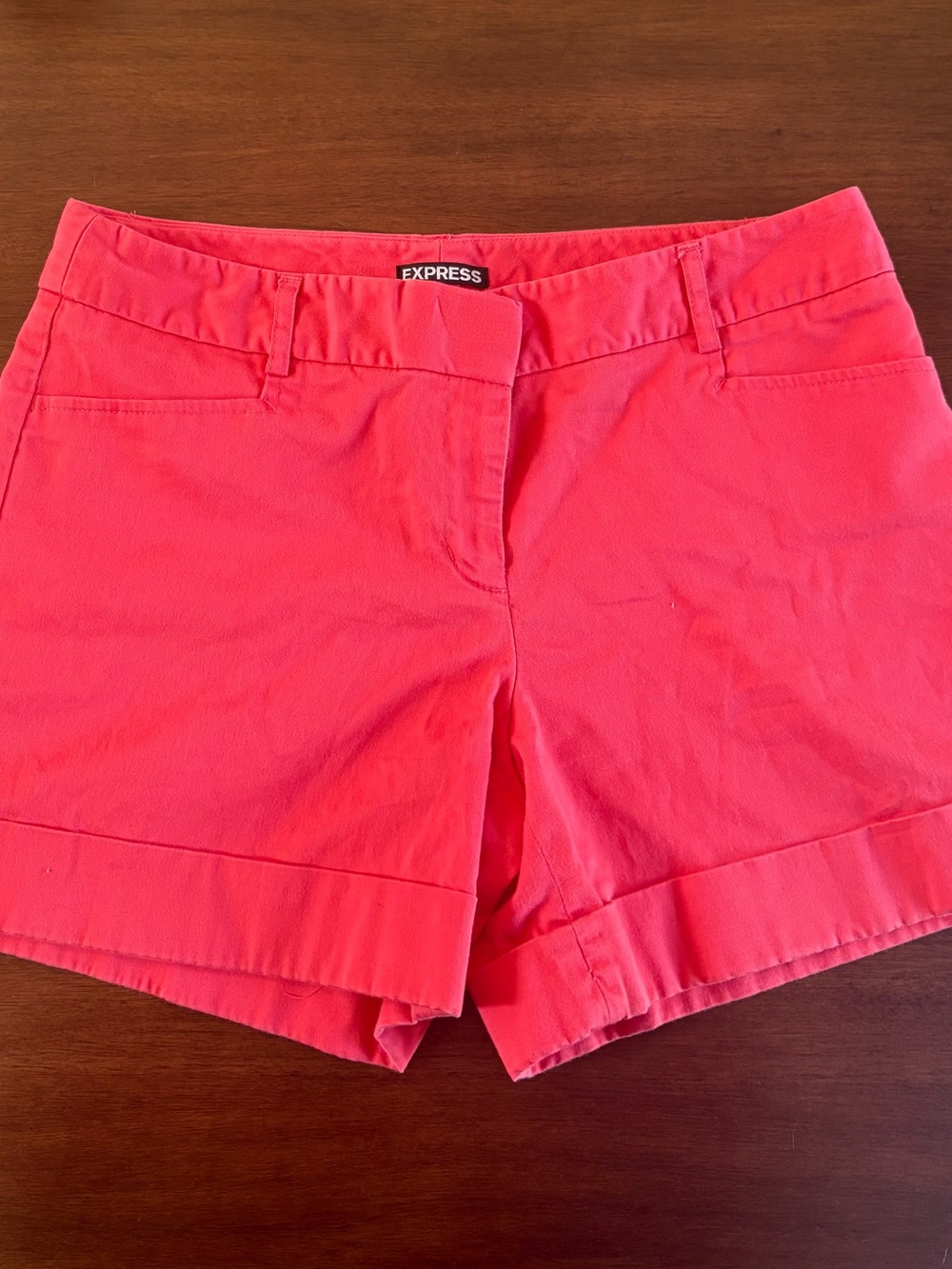 Express Coral Pink Cuffed Bermuda Shorts